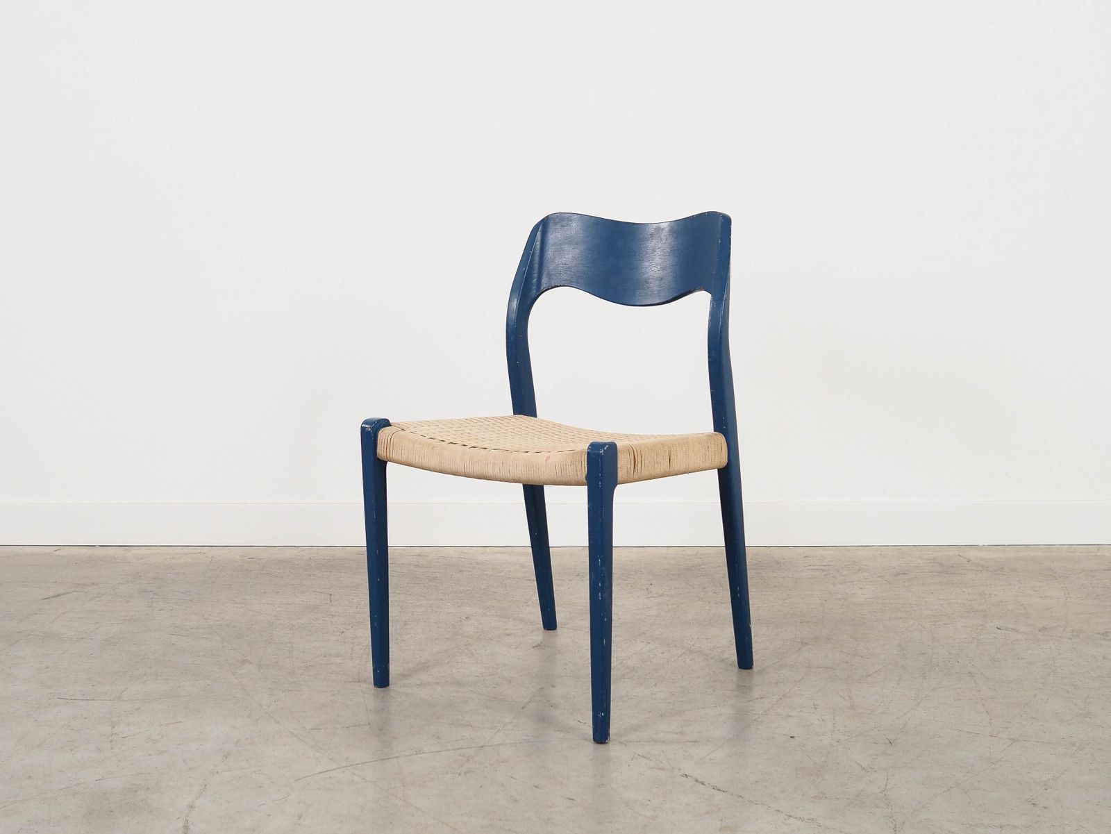 Blauwe Teakhouten Stoel, Deens Design, Jaren 1960, Ontwerper: Niels Otto Møller photo 549.0