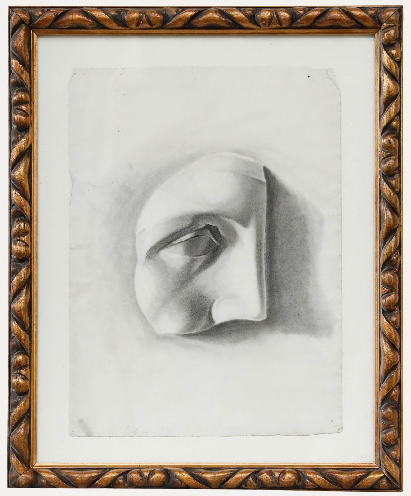 E. Gaubert Late 19th Century Graphite Drawing, Classical Head Study