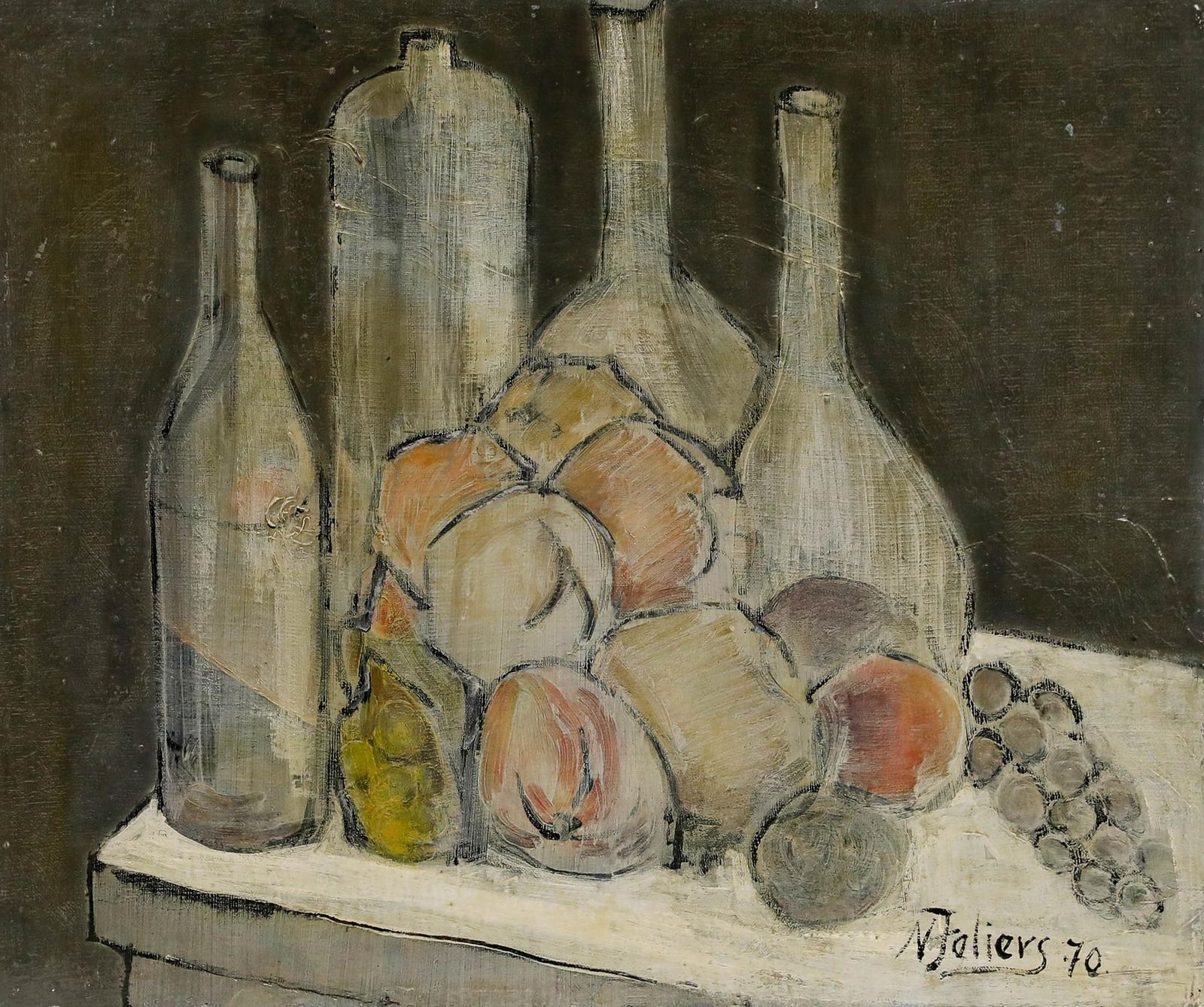 Norbert Feliers (1924 2014) 1970 Oil, Peaches And Bottles photo furniture