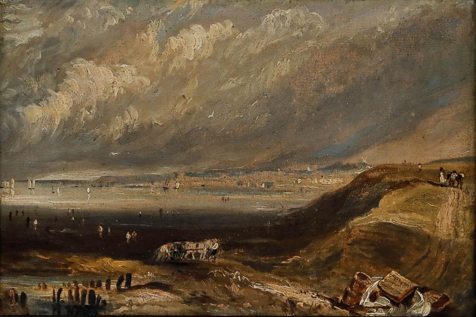 Manner Of Henry Bright (1810 1873) Norwich School Oil, View Of The Beach photo furniture