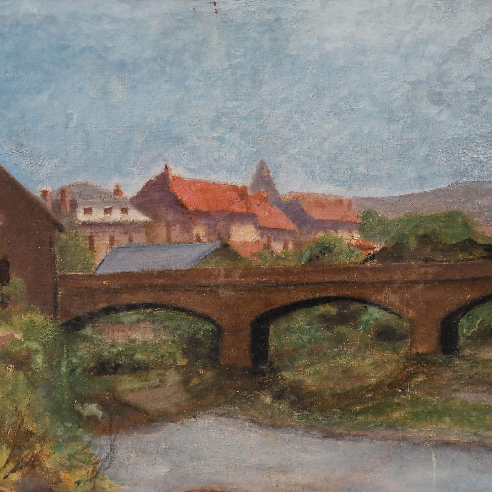 Mid 20th Century Oil View Of The Bridge photo Art