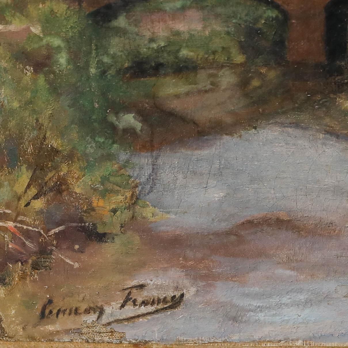 Mid 20th Century Oil View Of The Bridge photo vinterior