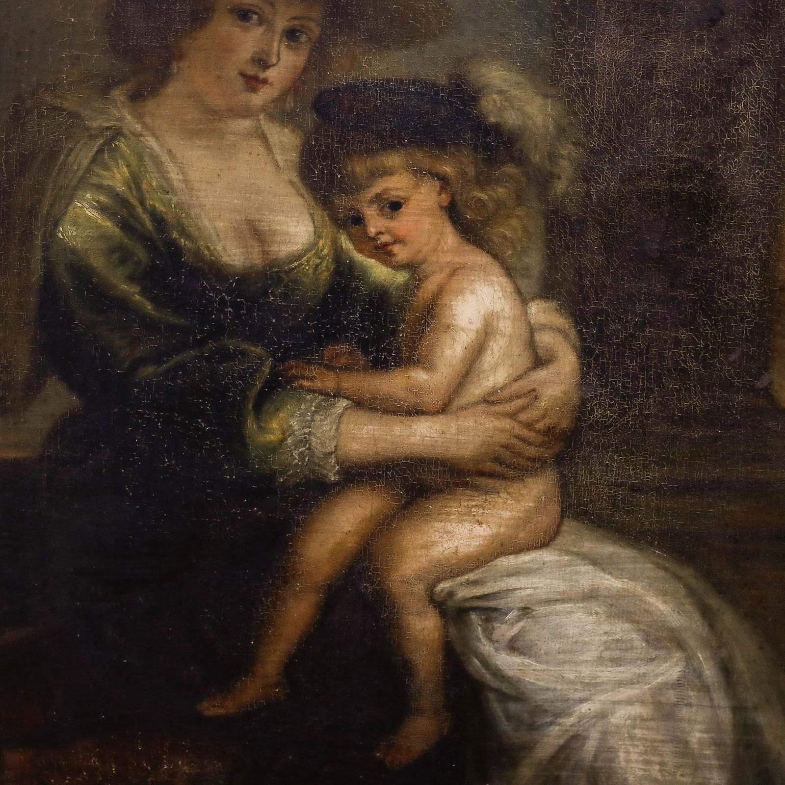 After Rubens (1577 1640) 19th Century Oil, Hélène Fourment With Her Son Frans photo 550.0