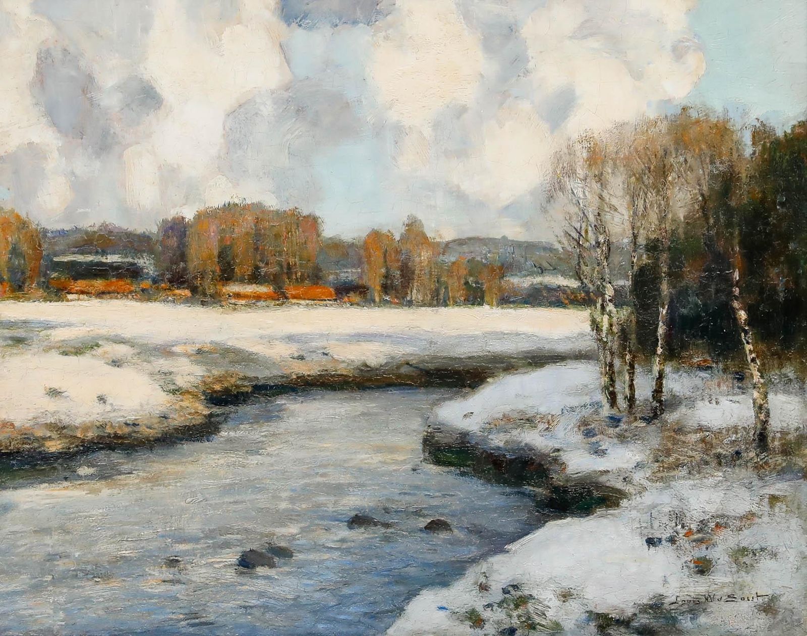 Louis Willem Van Soest (1867 1948) Framed Mid 20th Century Oil, White Fields photo furniture