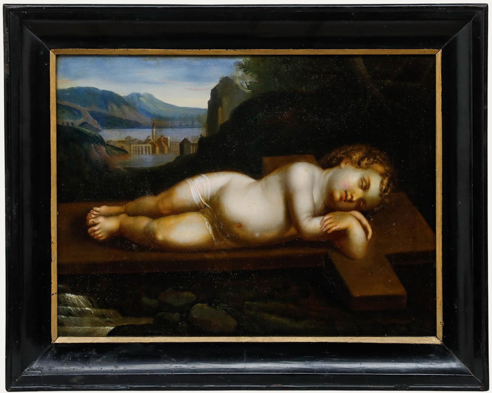 Italian School Late 19th Century Oil Sleeping Christ Child