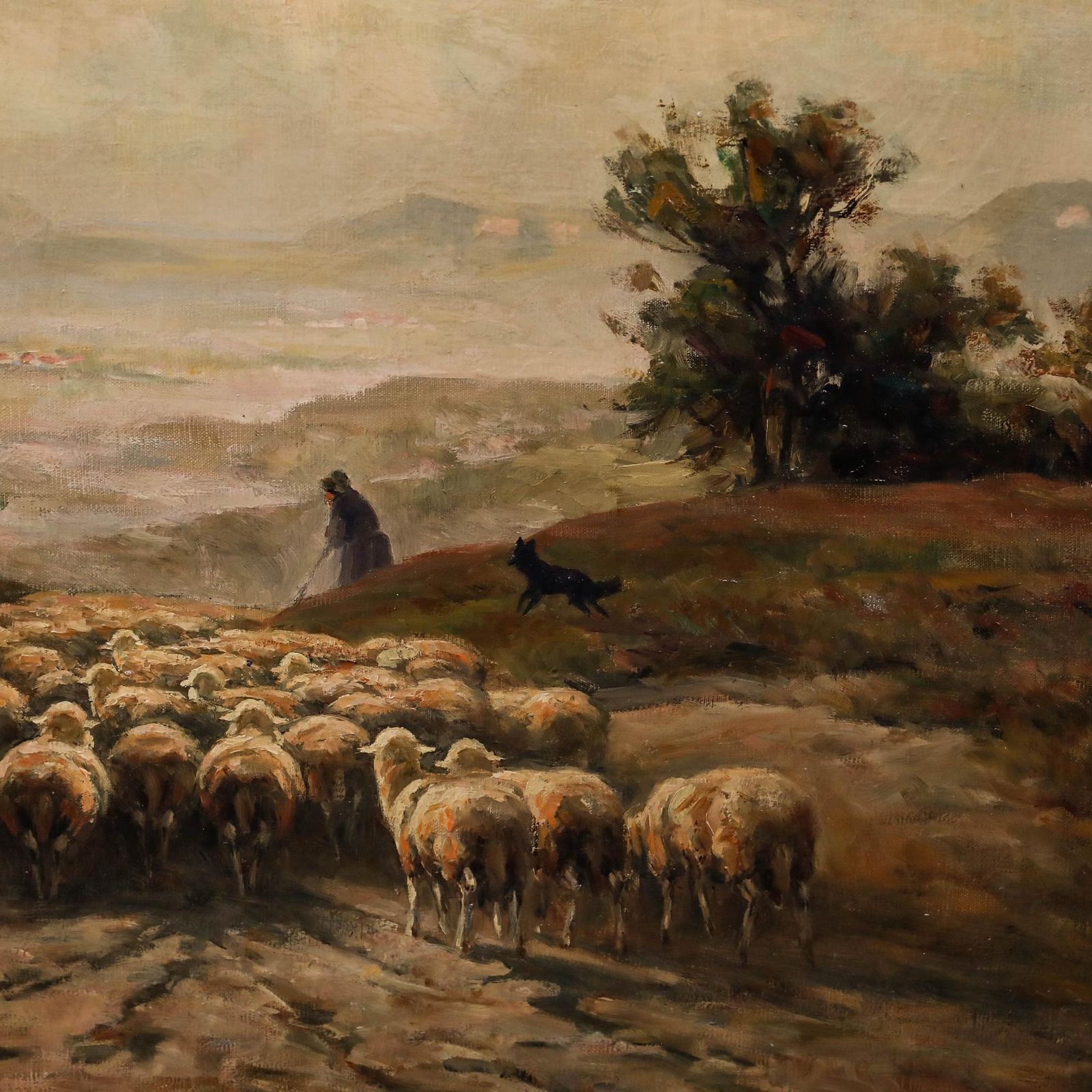 Karl Demetz (1909 1986) Framed Mid 20th Century Oil, Herding At Dusk photo Art