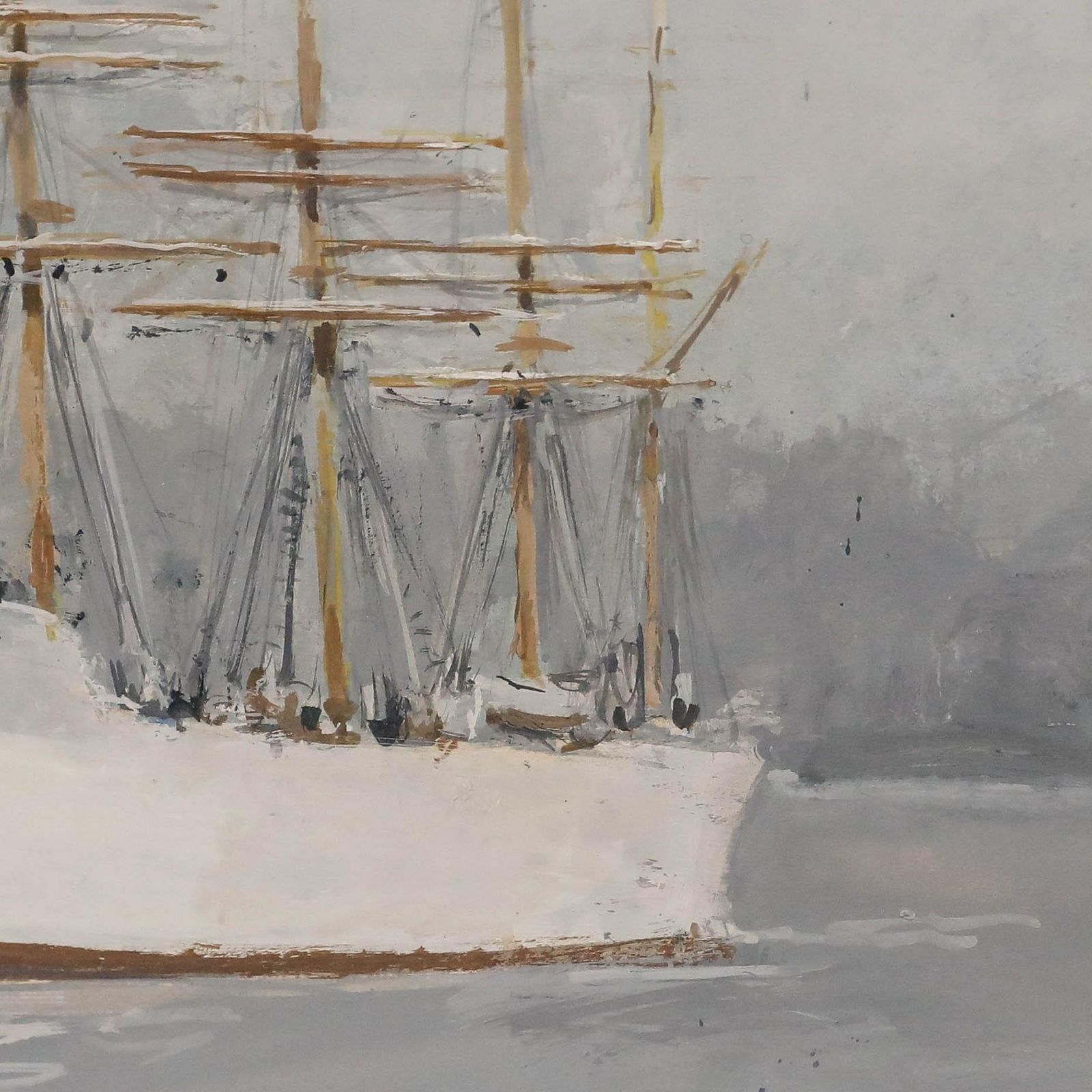 René Marie Dujardin (1913 2002) 20th Century Gouache, White Ship At Anchor photo buy