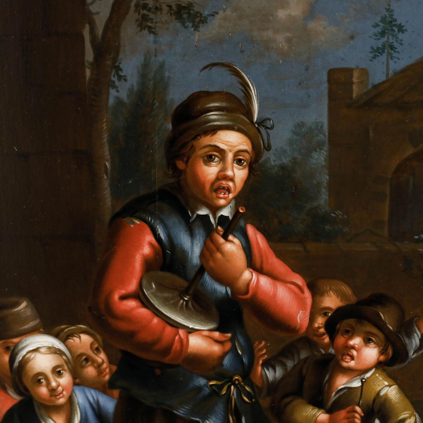 Dutch School 19th Century Oil Street Musicians photo Art