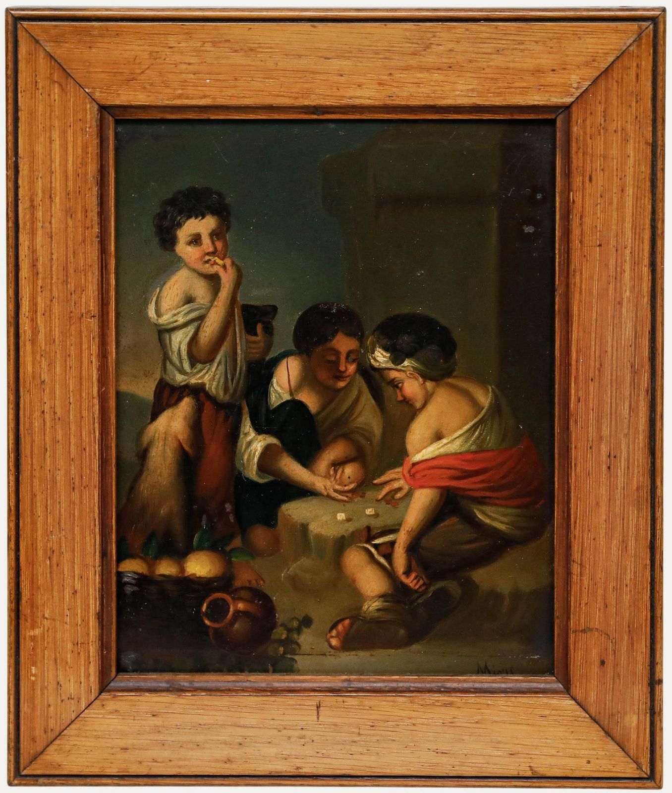 Minis After Bartolome Esteban Murillo (1618 1682) Oil, Boys Playing Dice