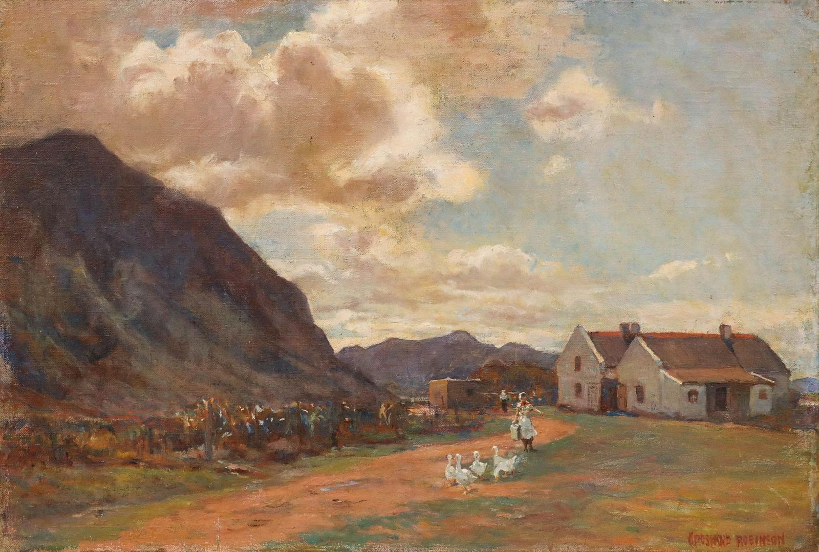 George Crossland Robinson (1858 1930) Oil, Little Farm In The Mountains photo furniture