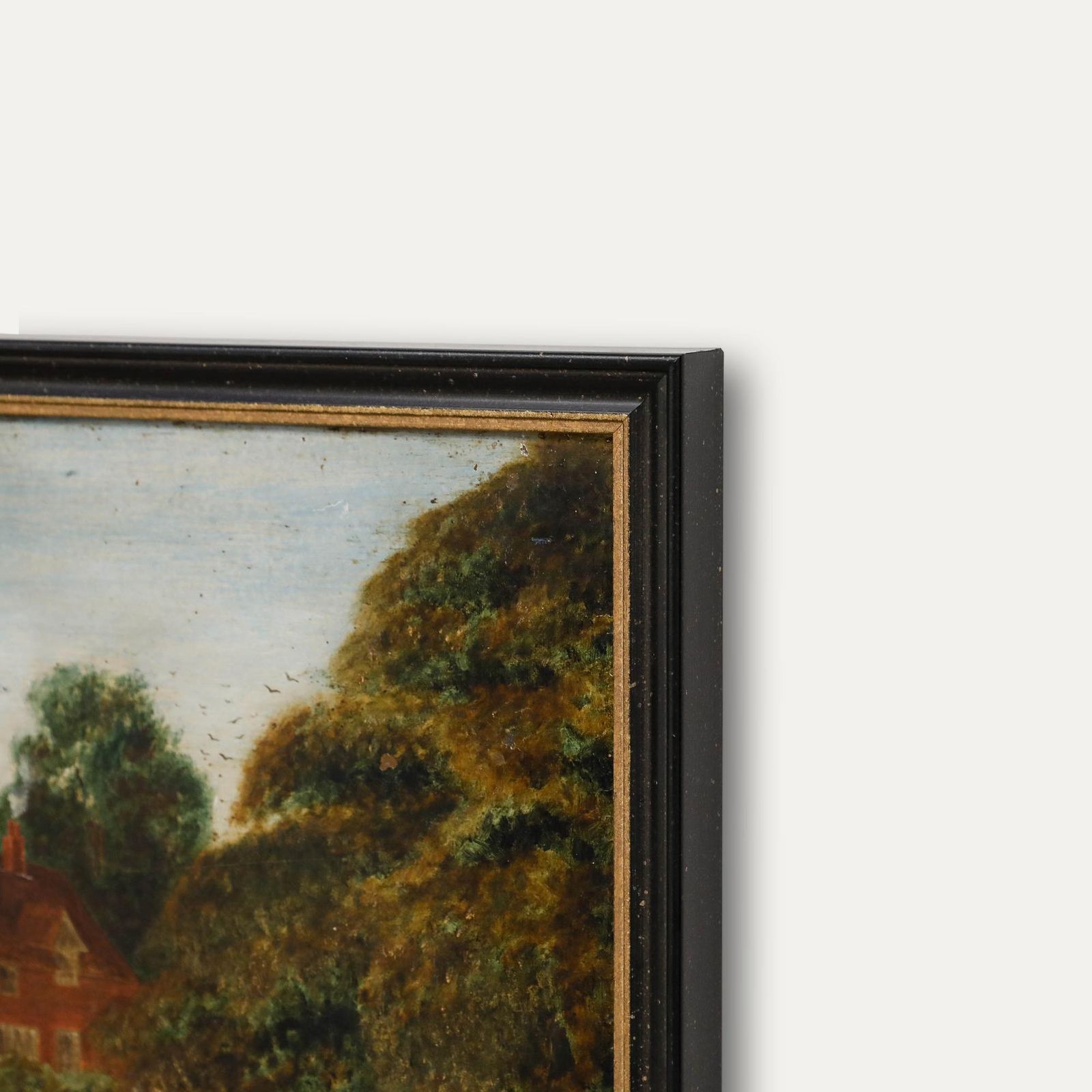 Provincial 19th Century Oil Grazing By The Manor photo vinterior
