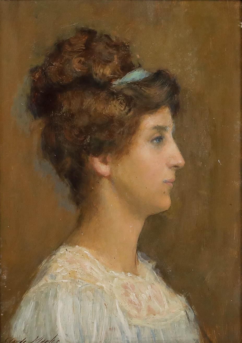 Claude Marks (Fl.1899 1915) Framed Oil, Portrait Of Gabrielle Le Marchand photo furniture