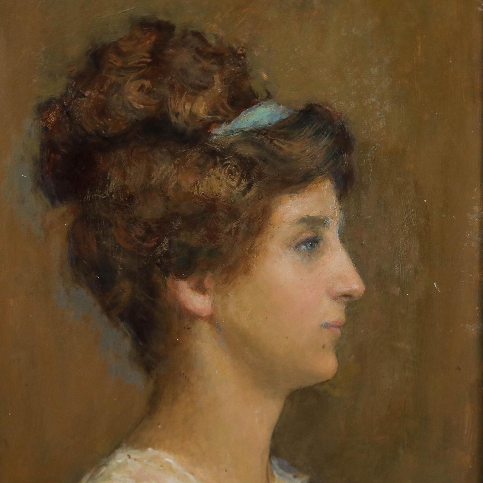 Claude Marks (Fl.1899 1915) Framed Oil, Portrait Of Gabrielle Le Marchand photo Art