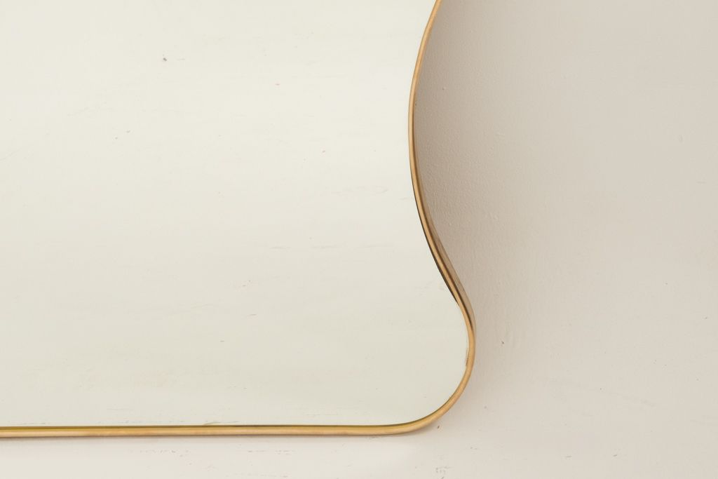 Mirror In Brass And In The Style Of Gio Ponti And The 1980s. photo for sale
