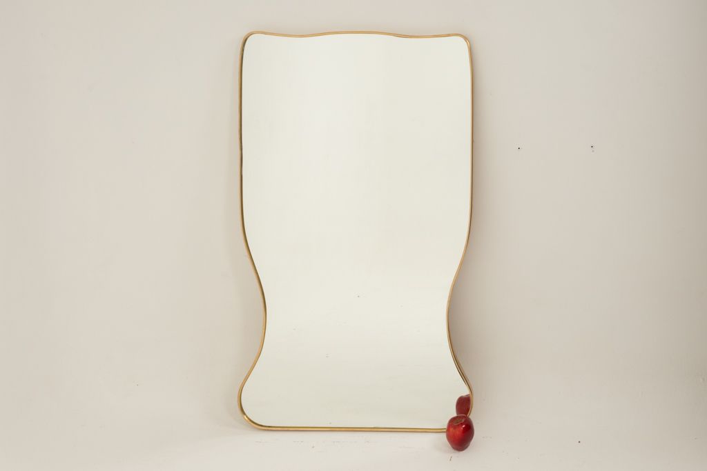 Mirror In Brass And In The Style Of Gio Ponti And The 1980s. photo vinterior