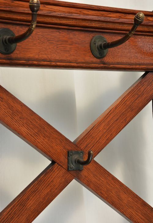 Furniture English Victorian Gothic Coat Stand Oak Hall Stand In The Manner Of Pugin photo