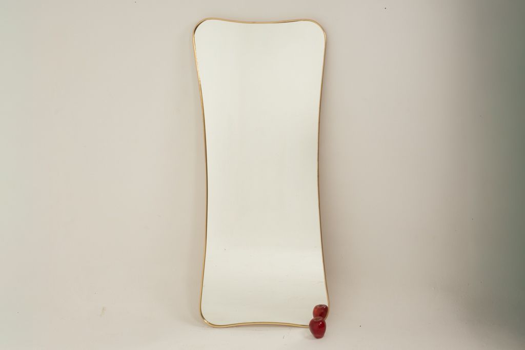 Gilded Brass Mirror In The Style Of Gio Ponti. 1980s Or 1990s. photo buy