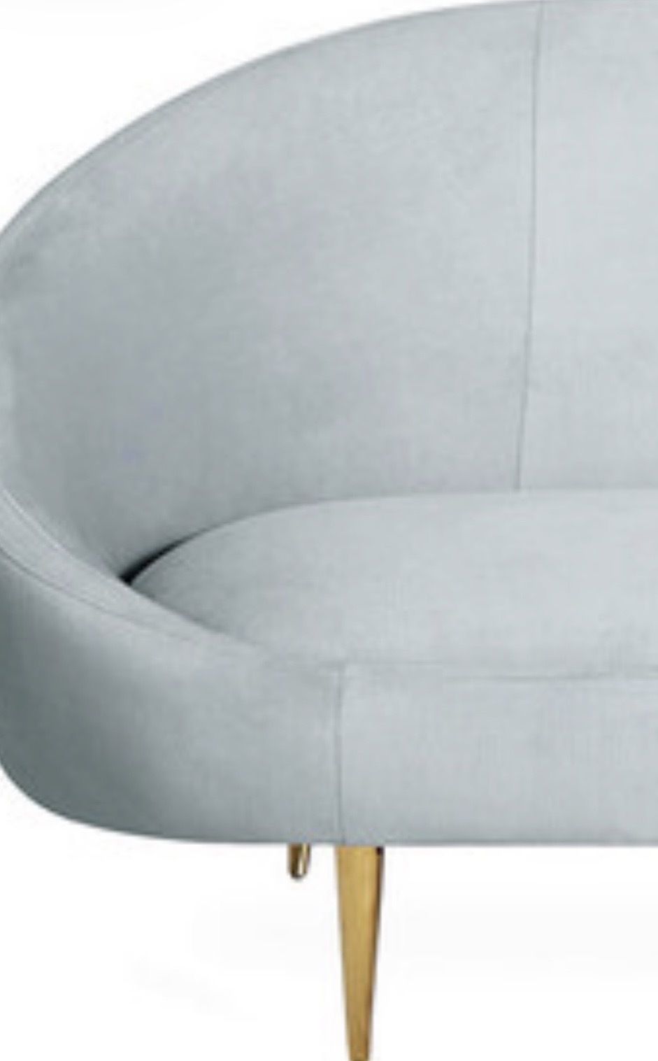 Jonathan Adler Ether Full Size Three Seater Sofa In Bergamo Ice (Very Light Blue) Velvet photo for sale
