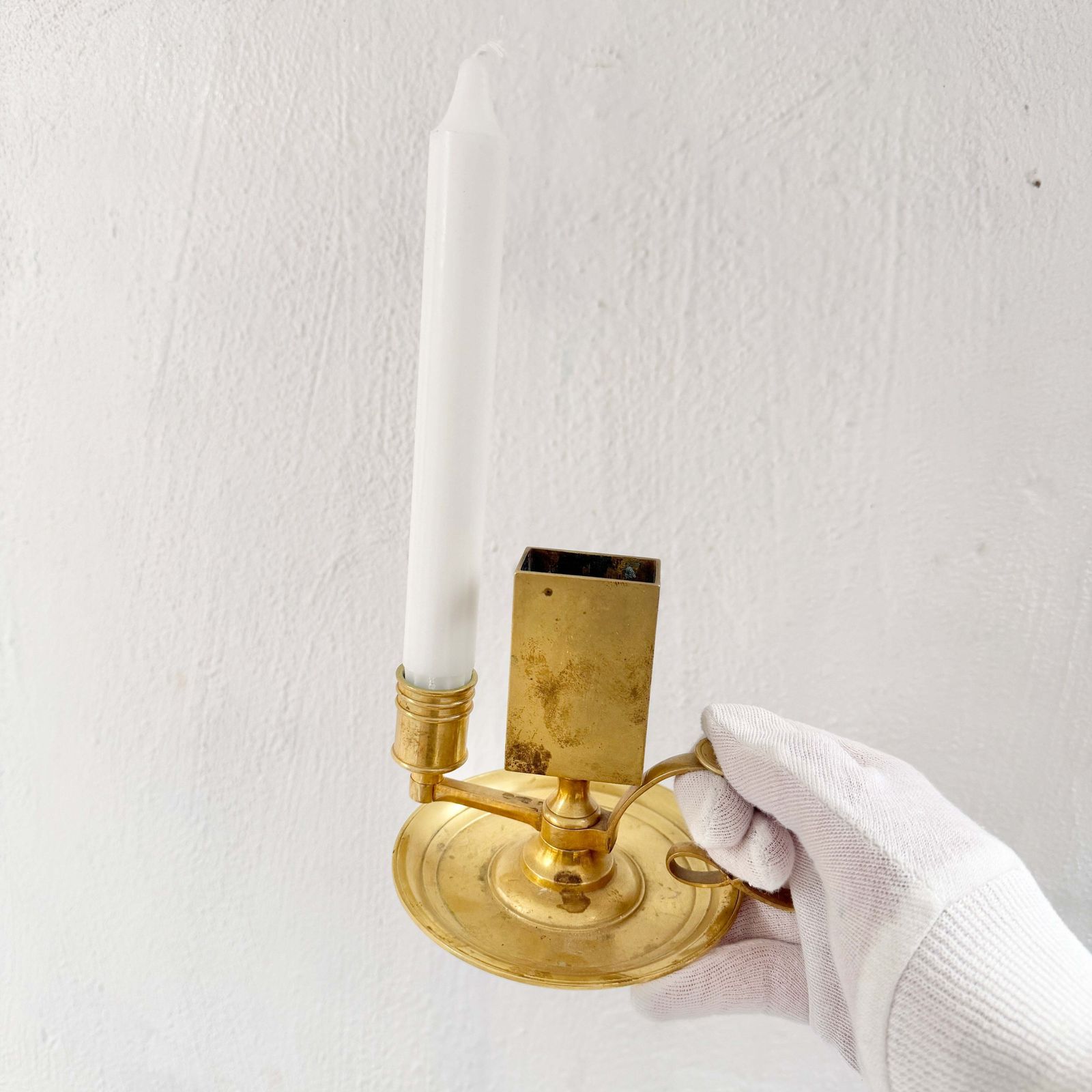 Skultuna Bruk, Sweden Late 1800s. Antique Brass Chamberstick Candleholder. photo furniture