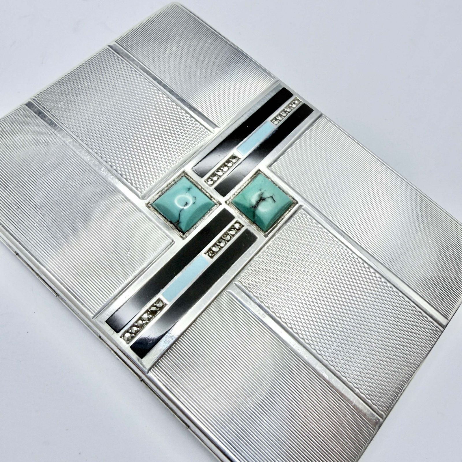 Austria Ca 1930. Vintage Art Deco Sterling 935 Silver Cigarette Case. photo furniture