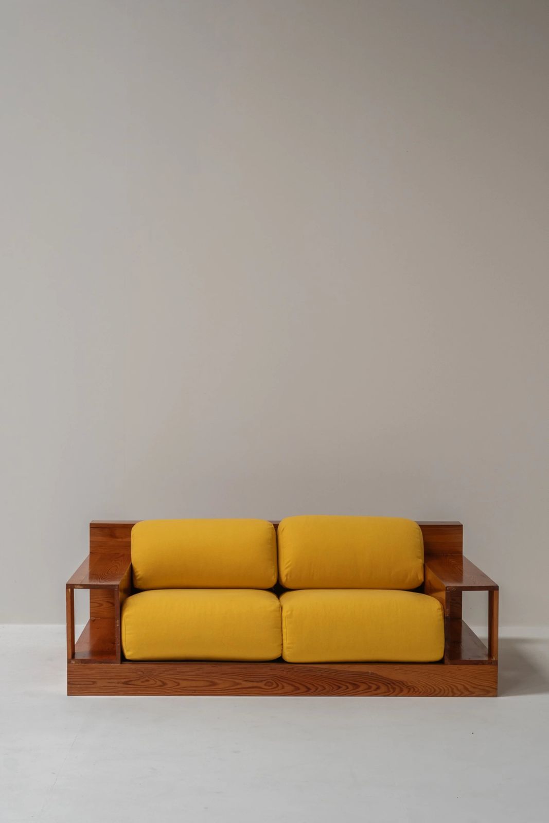 Italian Wooden 2 Seater Lounge Chair, 1970s photo for sale