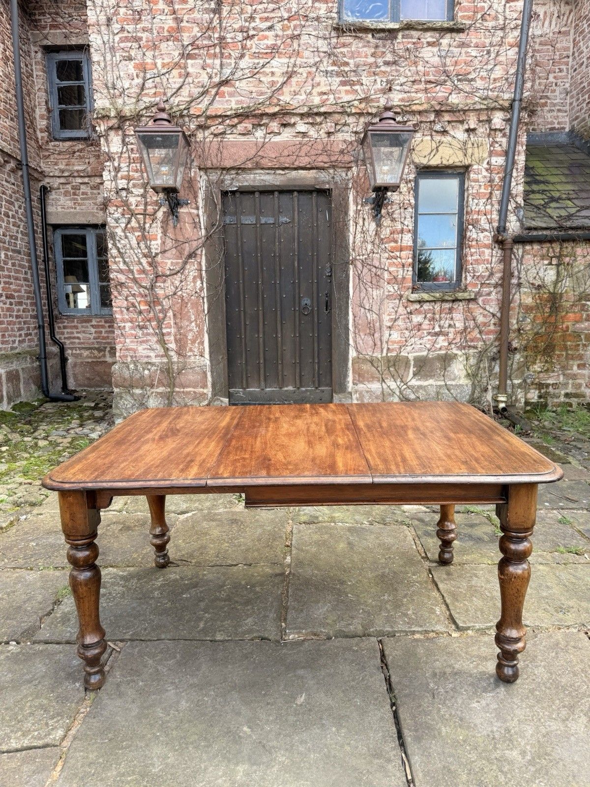 Original English Country Antique Rustic Telescopic Extending Dining Table 1850c