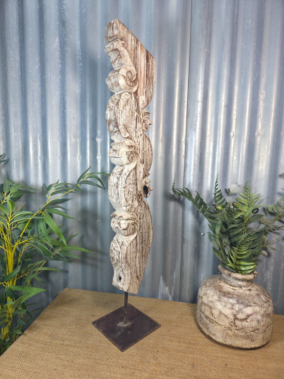 Antique 19th Century Indian Hand Carved Wooden Architectural Corbel On Stand photo 110.0