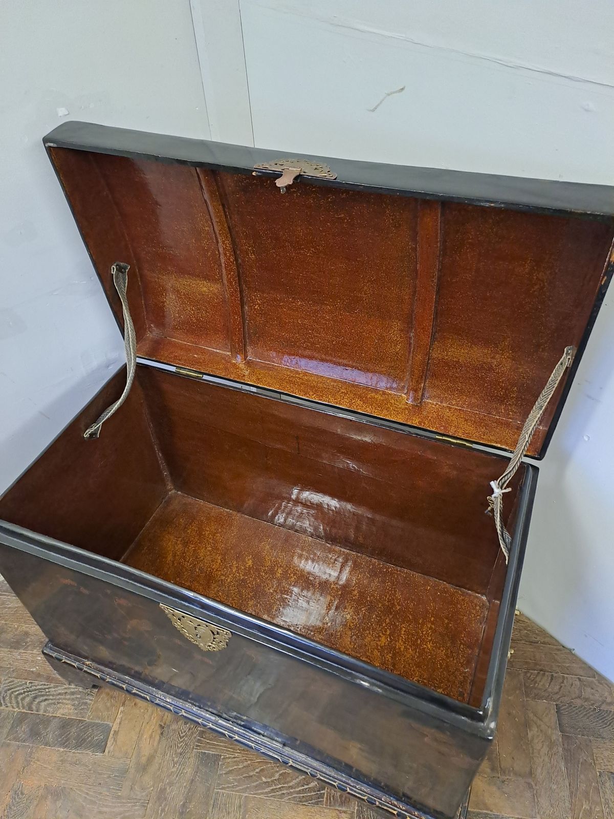 Japanese Black Lacquer Chest, 1900s photo Furniture