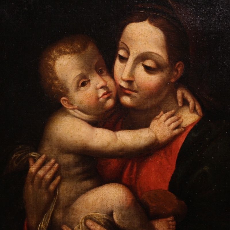 Tableau religieux d'époque, Madone à l'Enfant, XVIIIe siècle photo Art