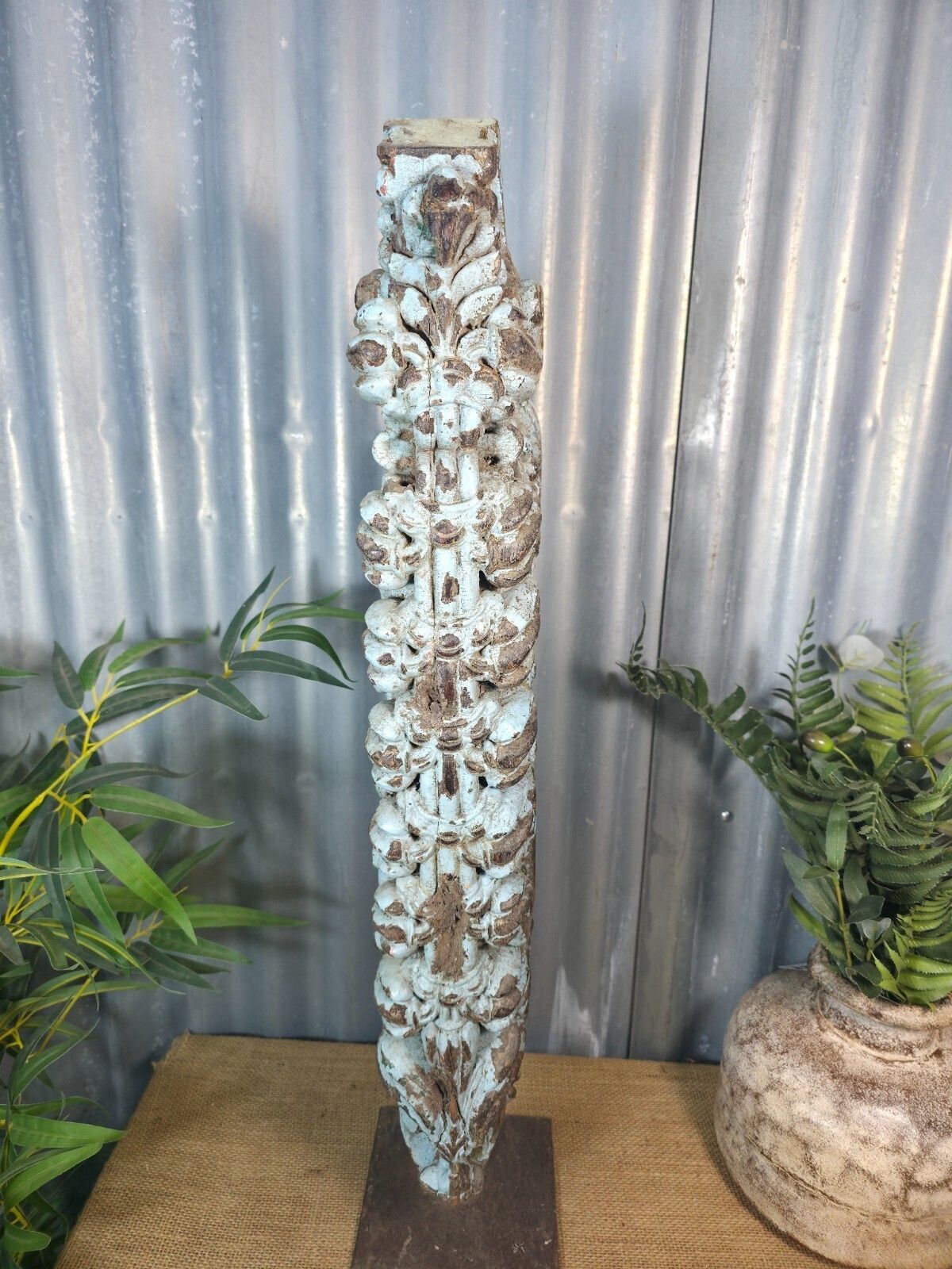Antique 19th Century Indian Hand Carved Wooden Architectural Corbel On Stand photo 120.0