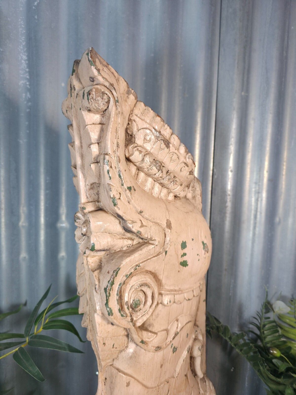 Antique 19th Century Indian Hand Carved Wooden Architectural Corbel On Stand photo for sale