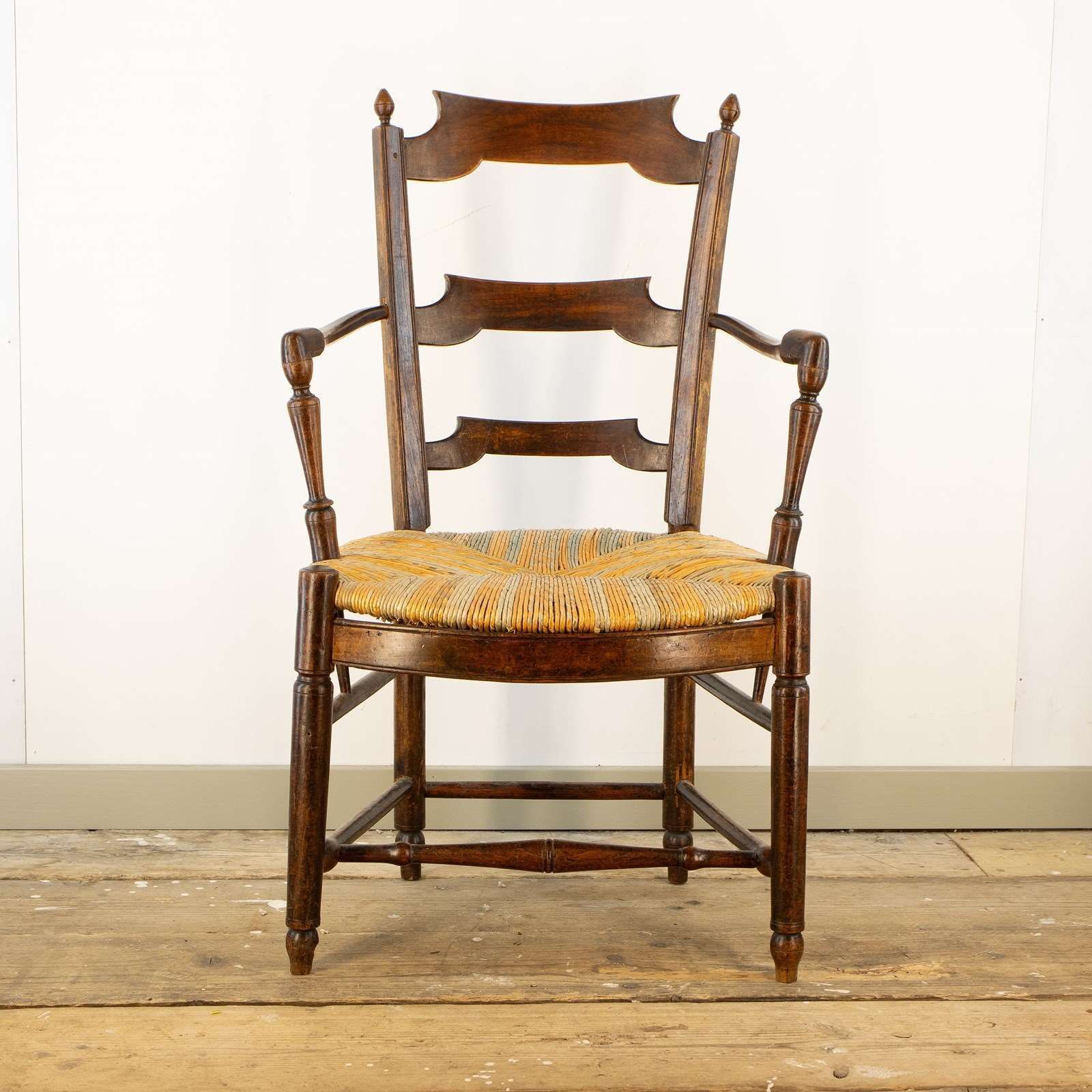 18c French Country Chair With New Rush Seat