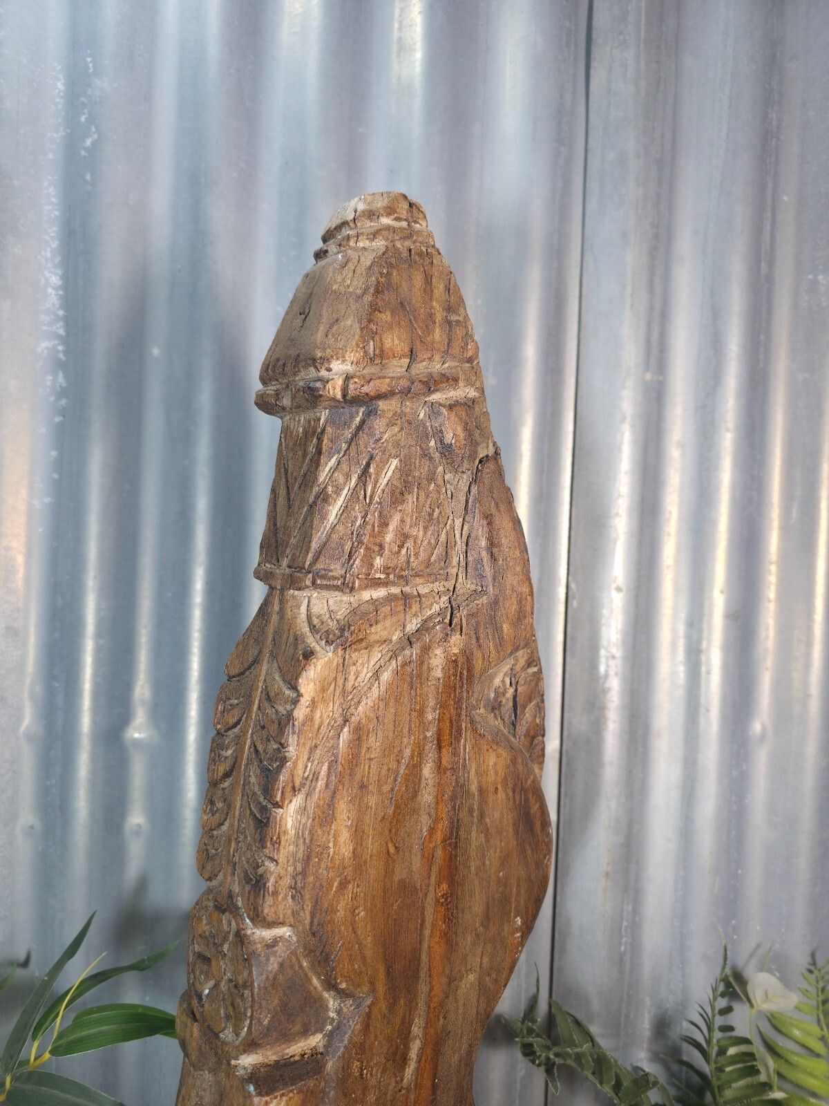 Antique 19th Century Indian Hand Carved Wooden Architectural Corbel On Stand photo for sale