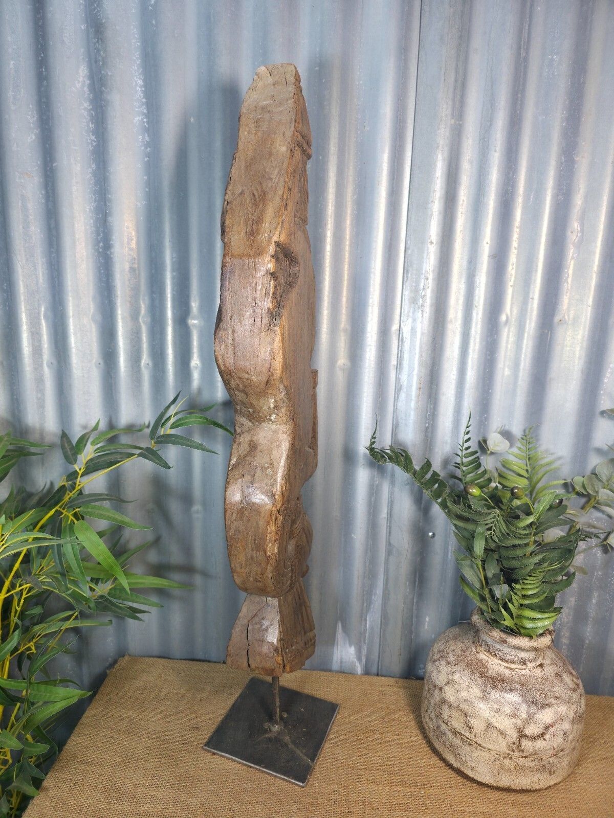 photo furniture Antique 19th Century Indian Hand Carved Wooden Architectural Corbel On Stand