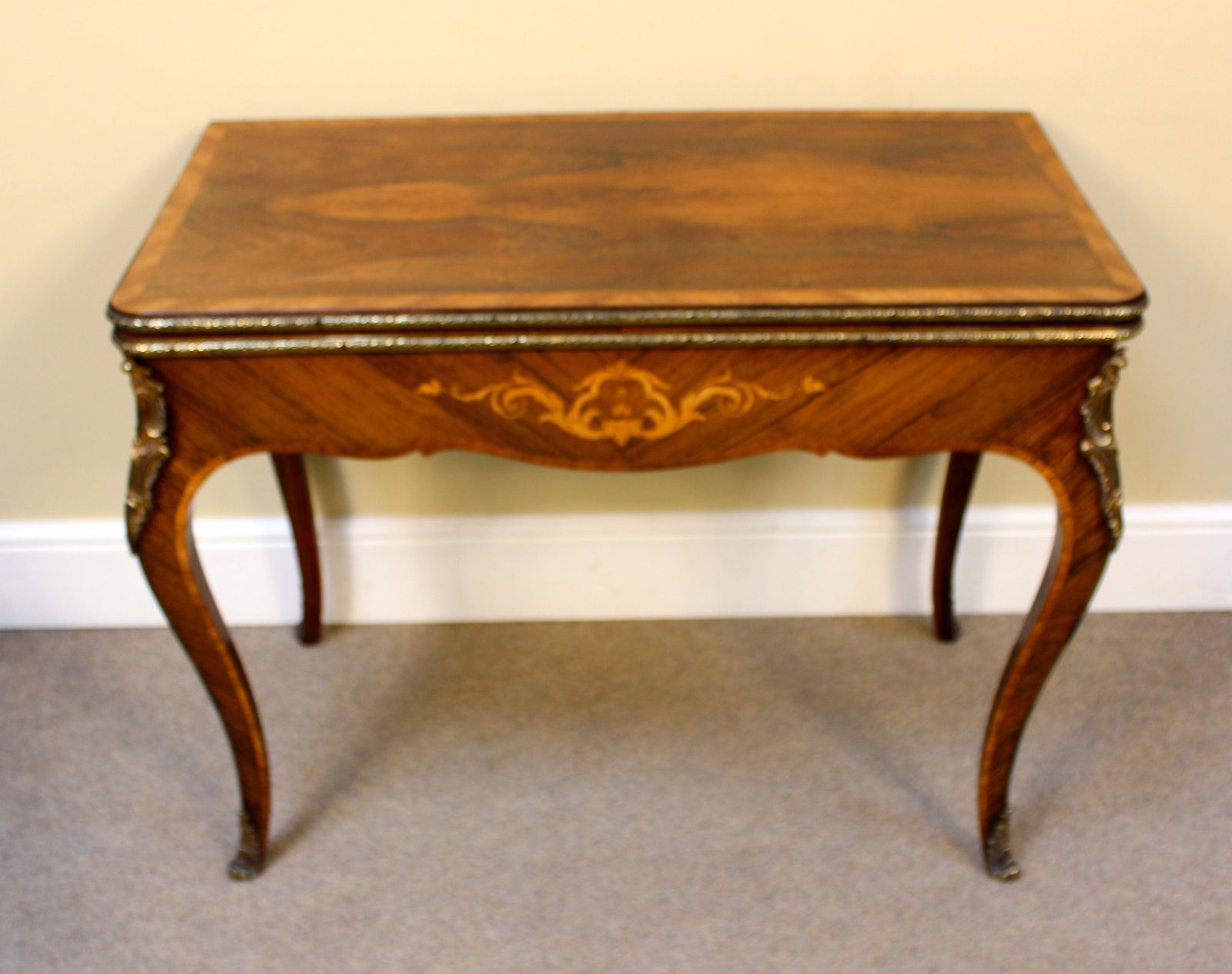 19thc. Rosewood & Kingswood Cross Banded Card Table photo furniture