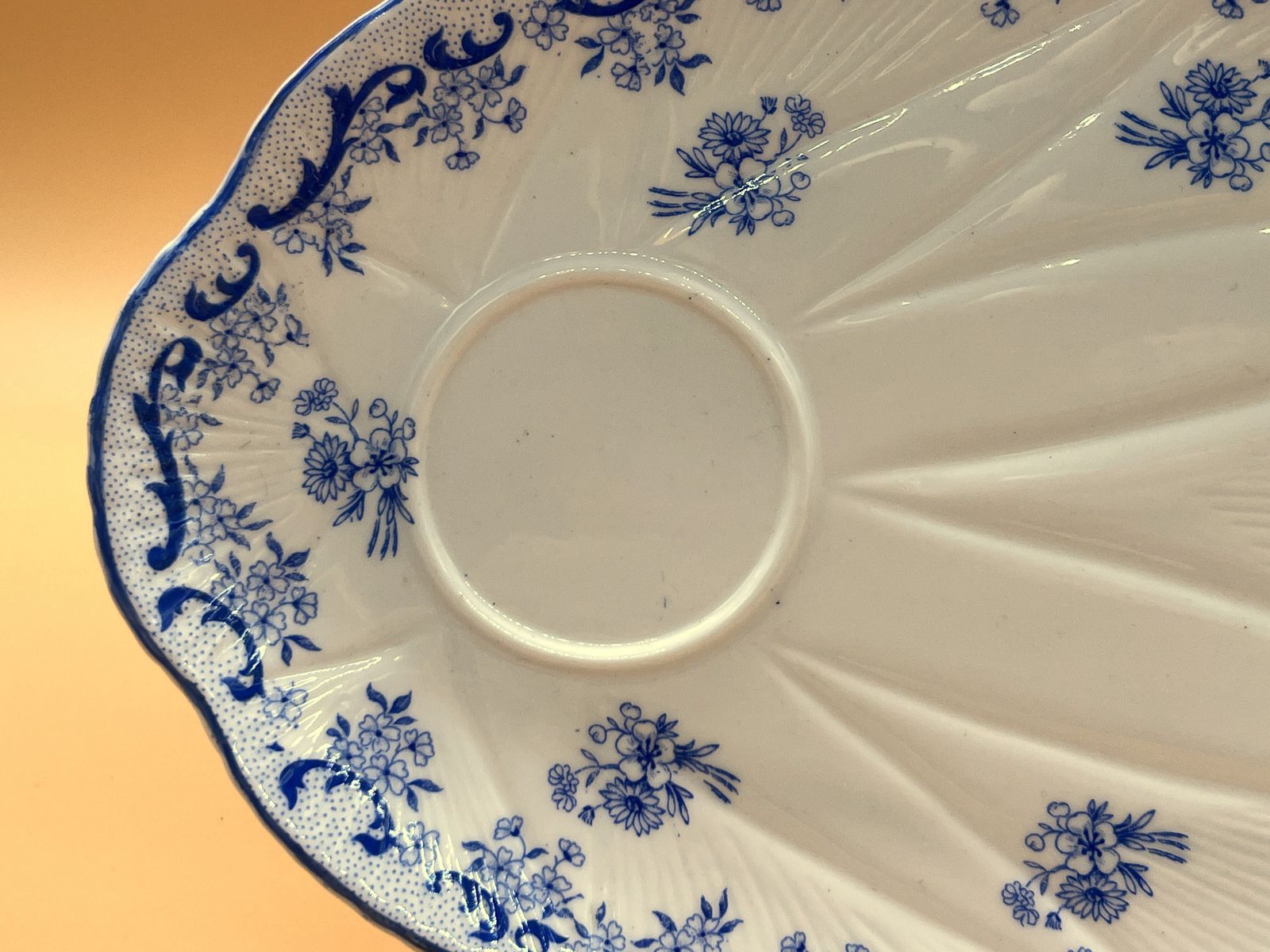 Vintage Shelley China Heavenly Blue Dainty Shape Tennis / Snack Tea Cup And Plate Set. 14075. C1940's. photo for sale