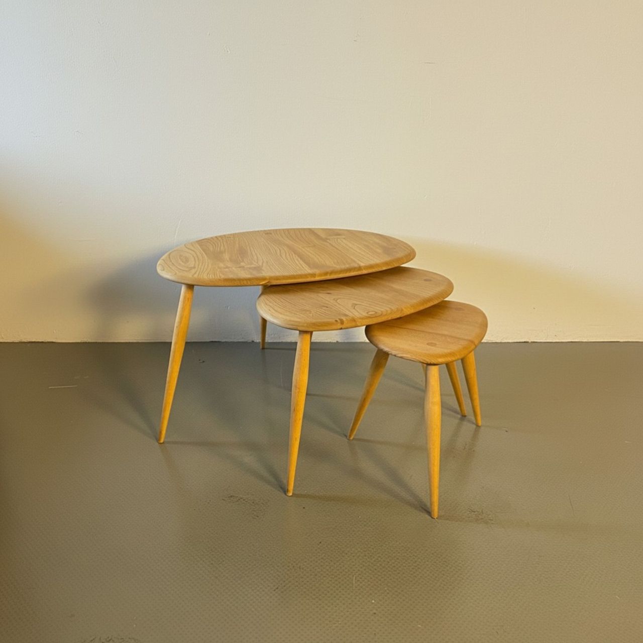 Ercol Nest Of Blonde Pebble Tables