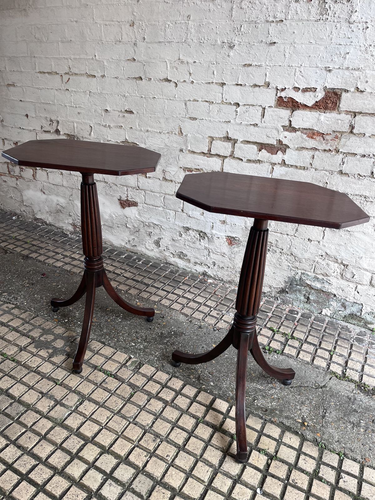 Elegant Matching Pair Of Regency Mahogany Side Tables photo for sale