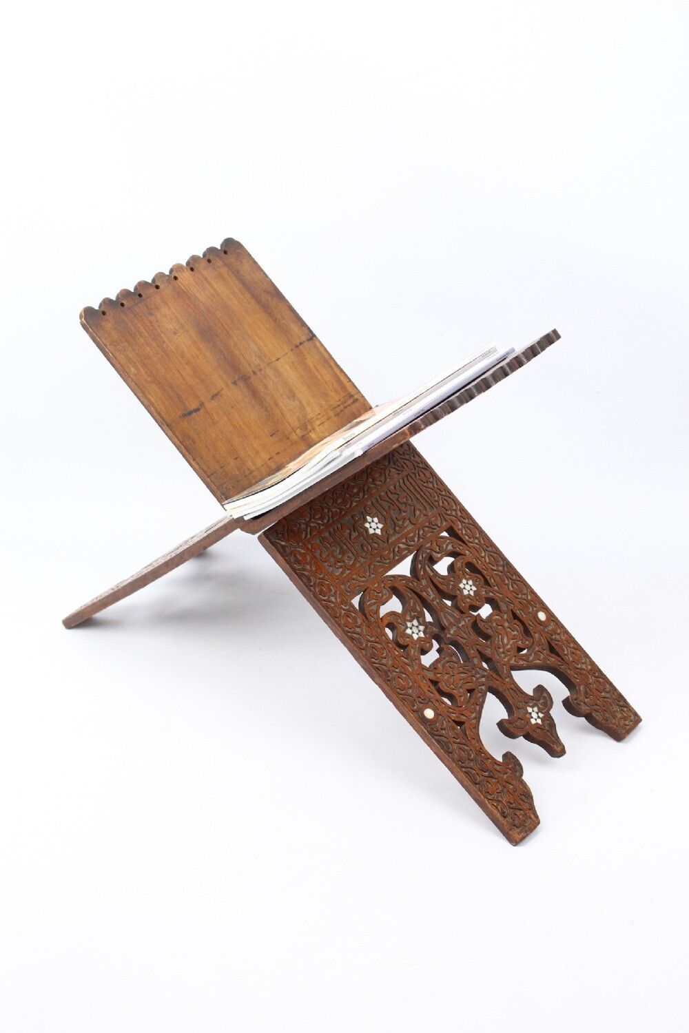 Mother Of Pearl Inlaid Victorian Arts & Crafts Magazine Stand photo for sale