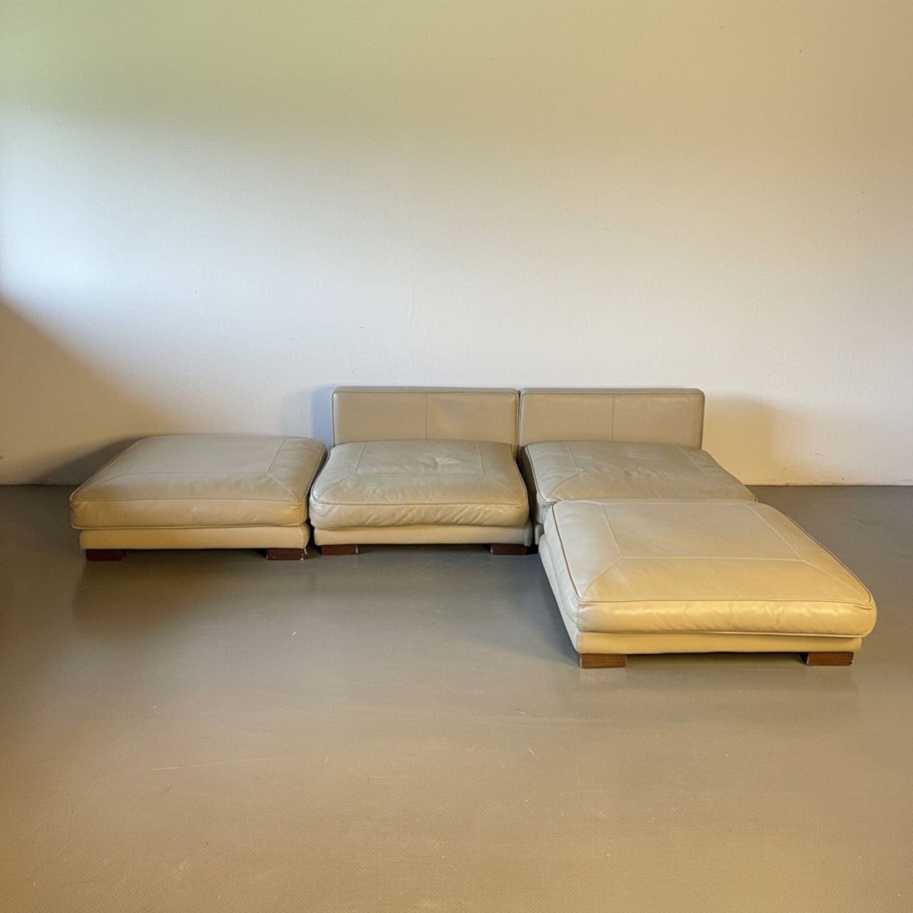 Cream Leather Modular Sofa, 1990s photo furniture