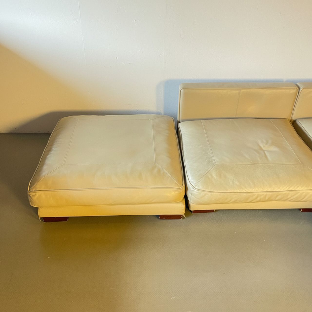 Cream Leather Modular Sofa, 1990s photo for sale