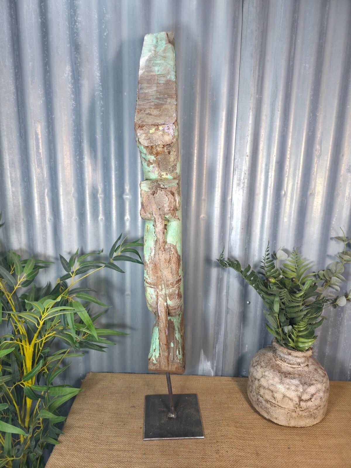 photo furniture Antique 19th Century Indian Hand Carved Wooden Architectural Corbel On Stand