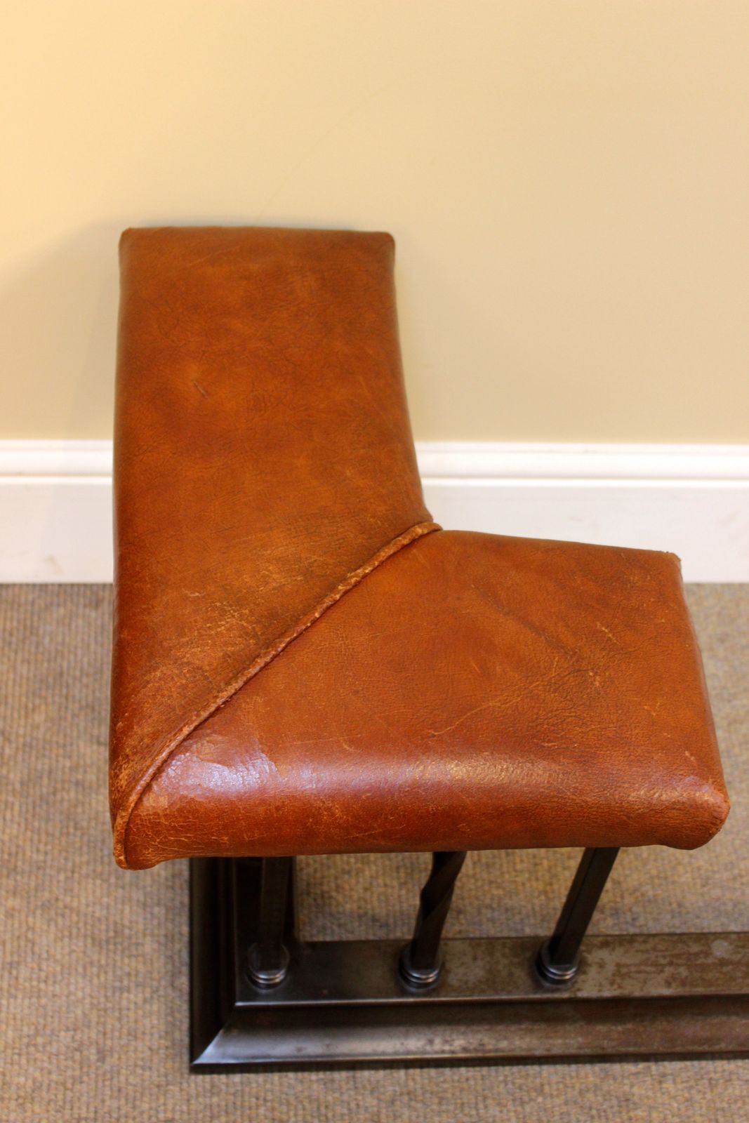 Early 20thc. Steel & Leather Club Fender photo vinterior