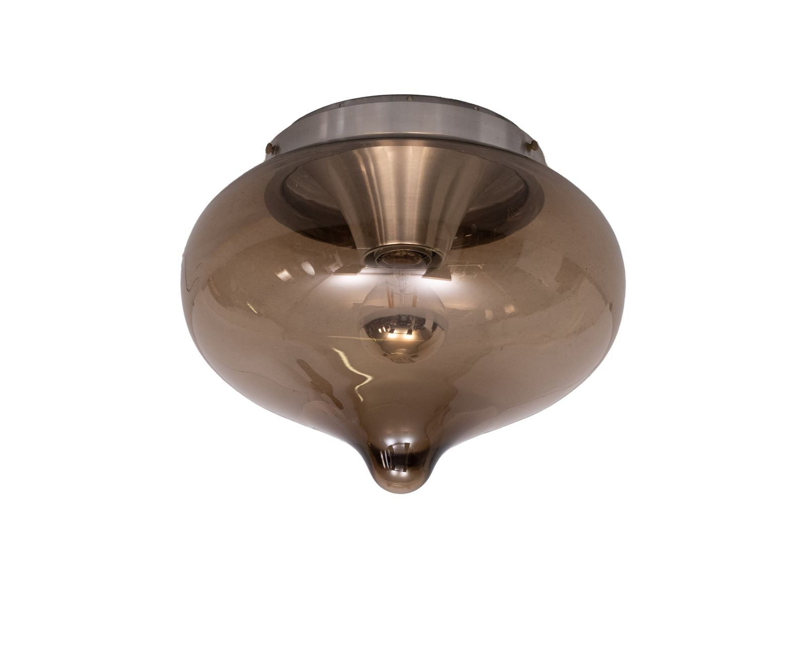 Dijkstra Tear Drop Flush Mount Light, Grijsgetint Glas, Jaren 1970, Nederland photo furniture