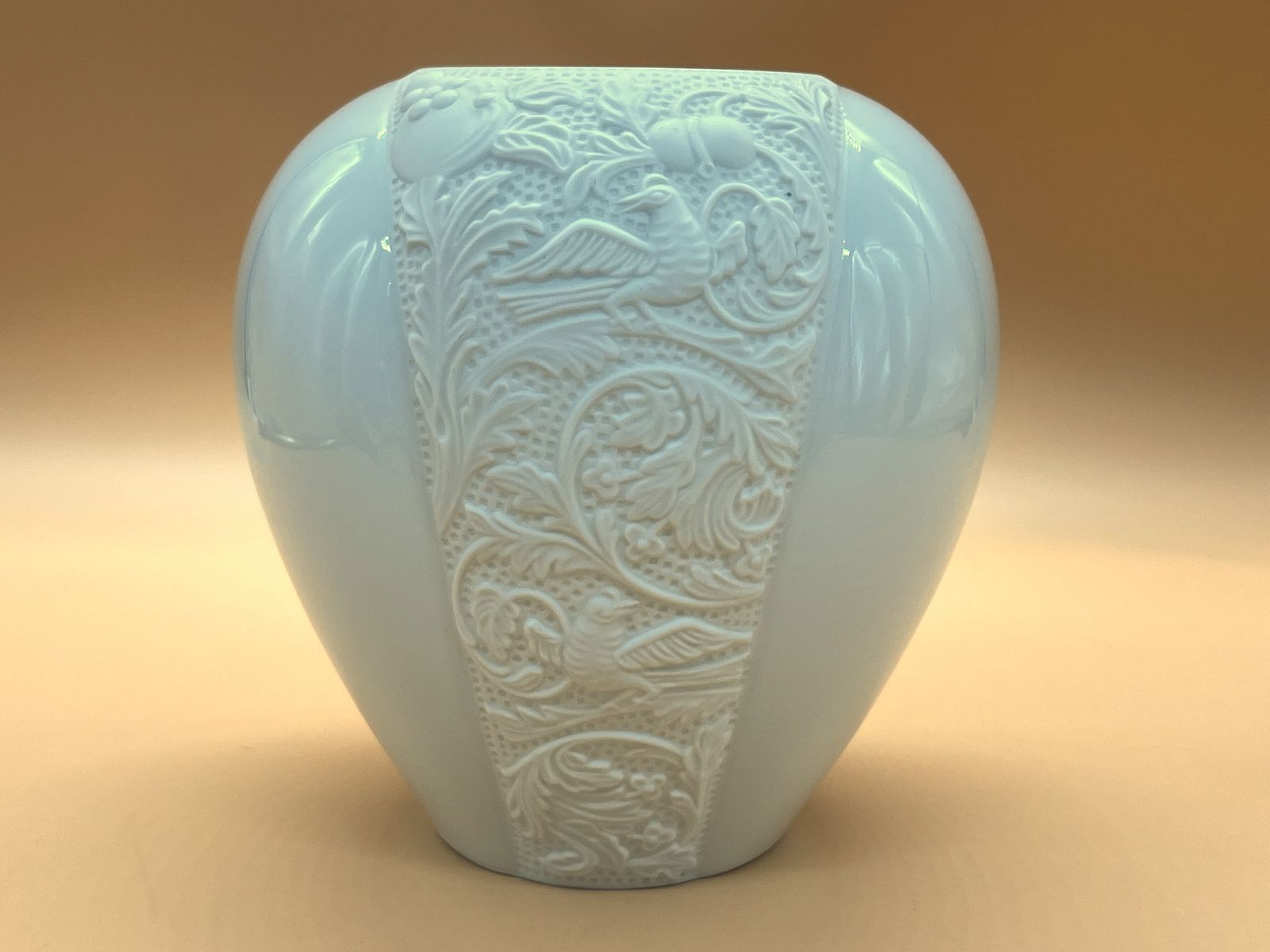 Rosenthal Porcelain, Germany Blanc De Chine Relief Birds And Foliage Vase By Helmut Drexler. 4077/14. photo furniture