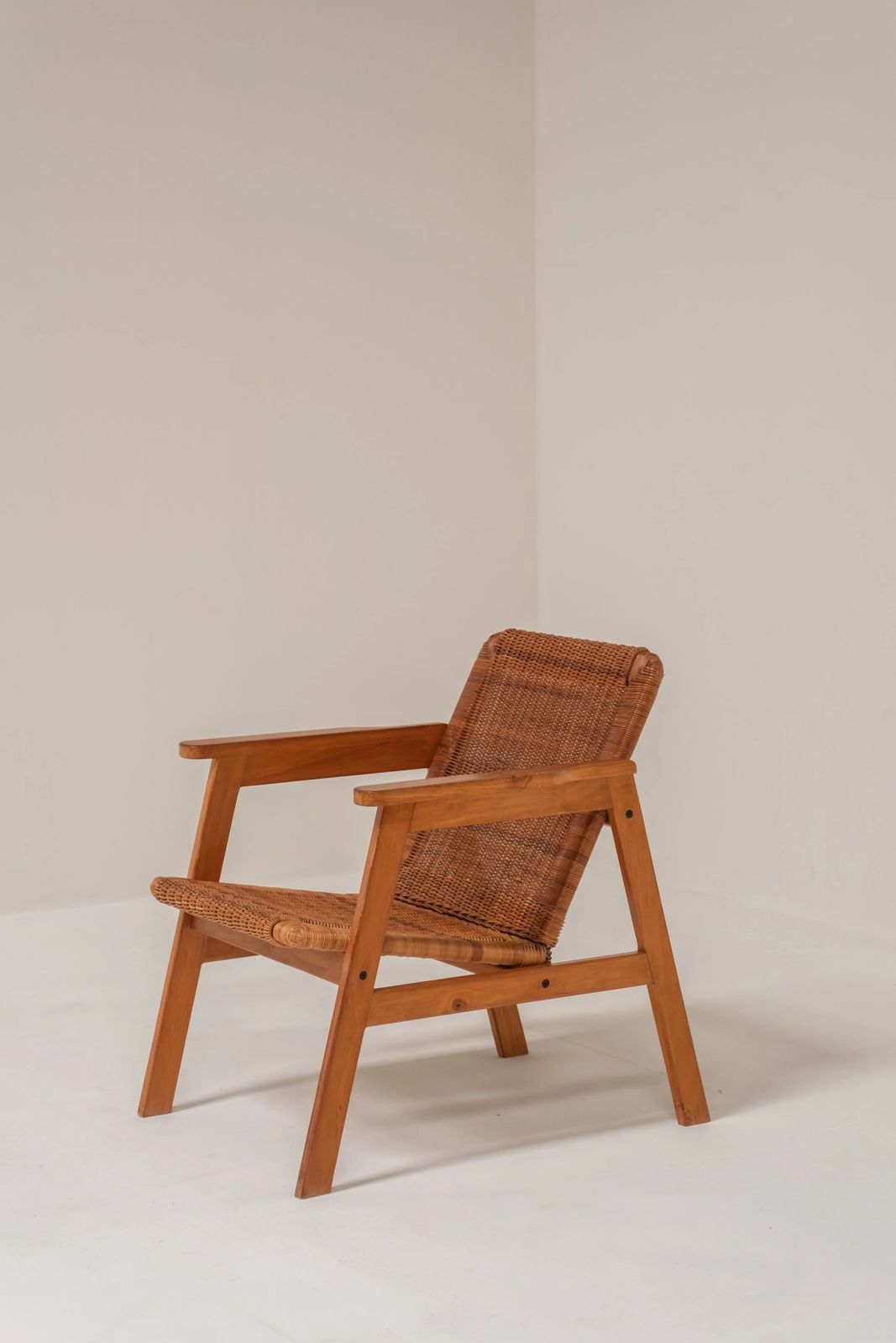 Furniture Pair Of Italian Wicker Lounge Chairs, 1970s photo
