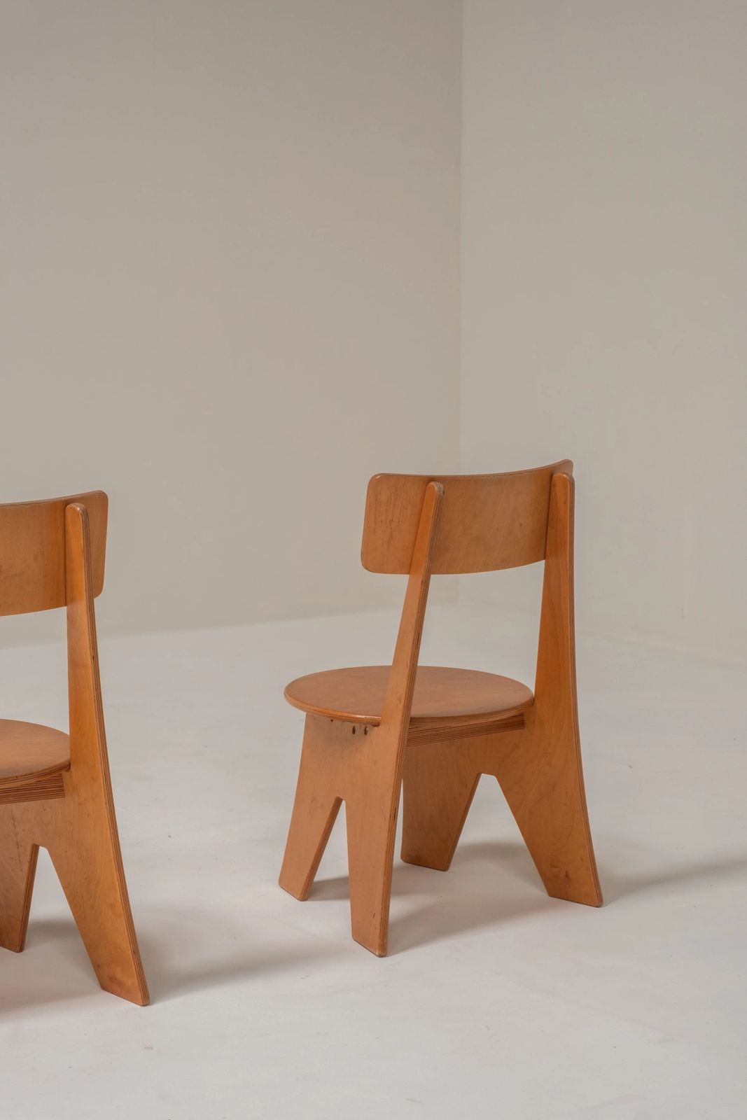 Sculptural Pair Of Plywood Chairs, Germany, 1970s photo furniture