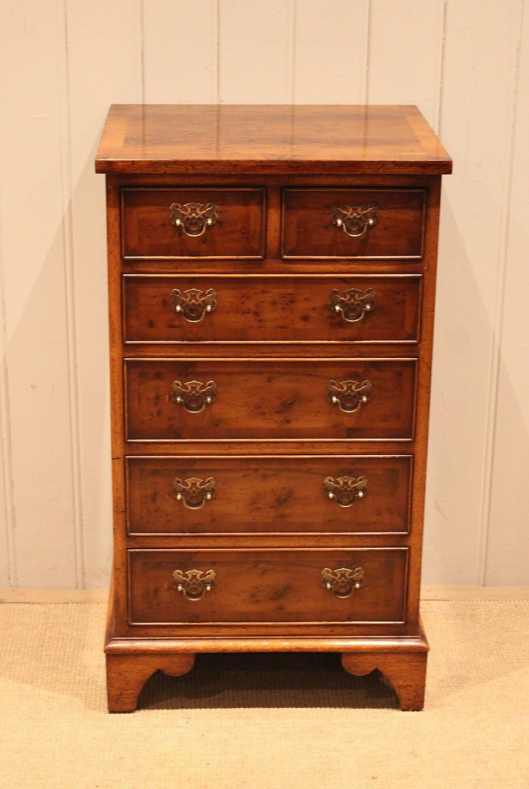Slim Burr Yew Chest Of Drawers