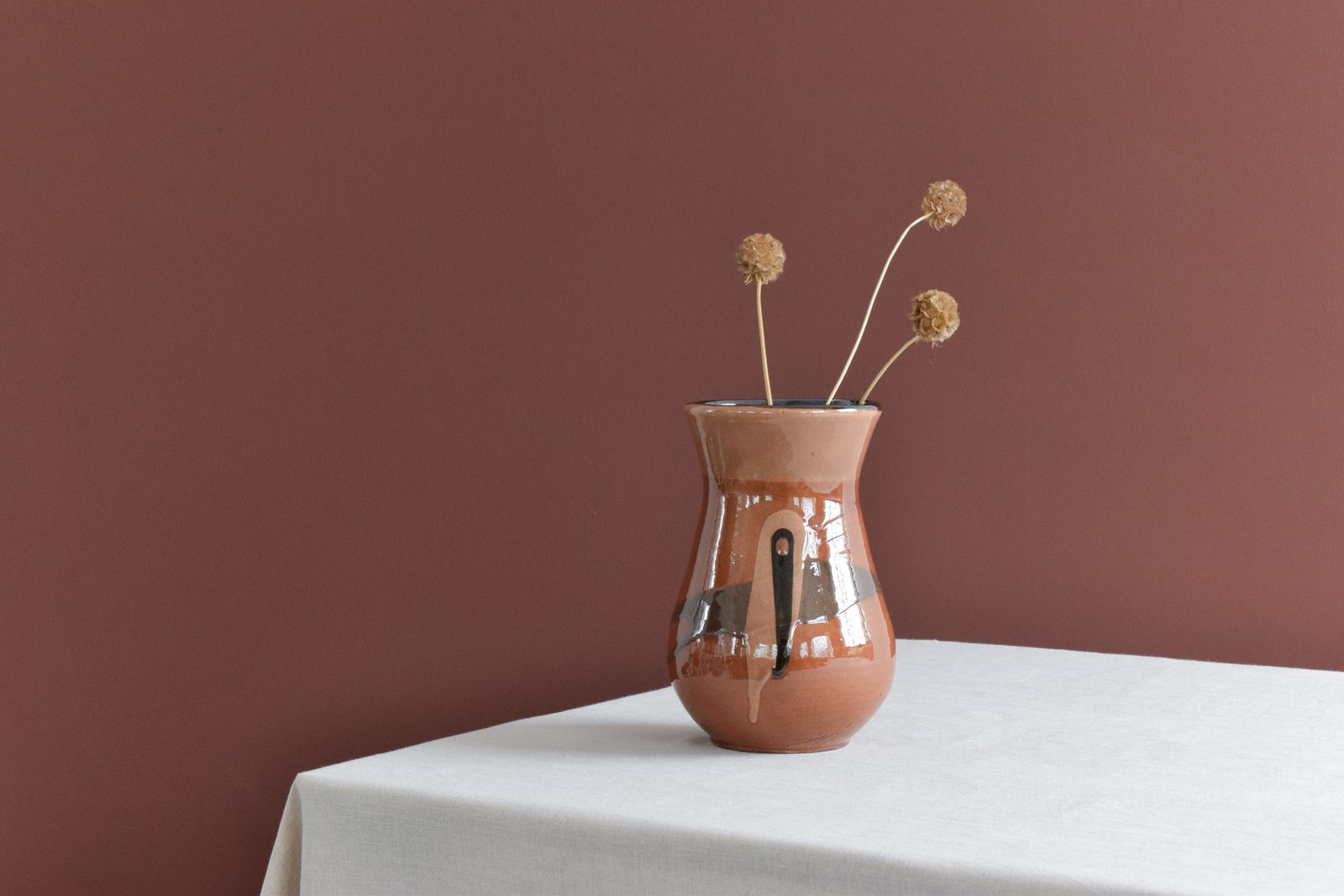 Vintage Brown Studio Pottery Ceramic Vase