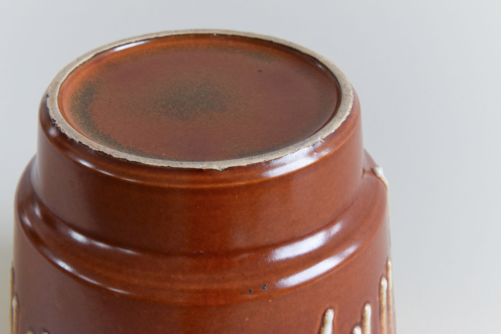 Vintage Brown Drip Glaze West German Style Plant Pot photo for sale